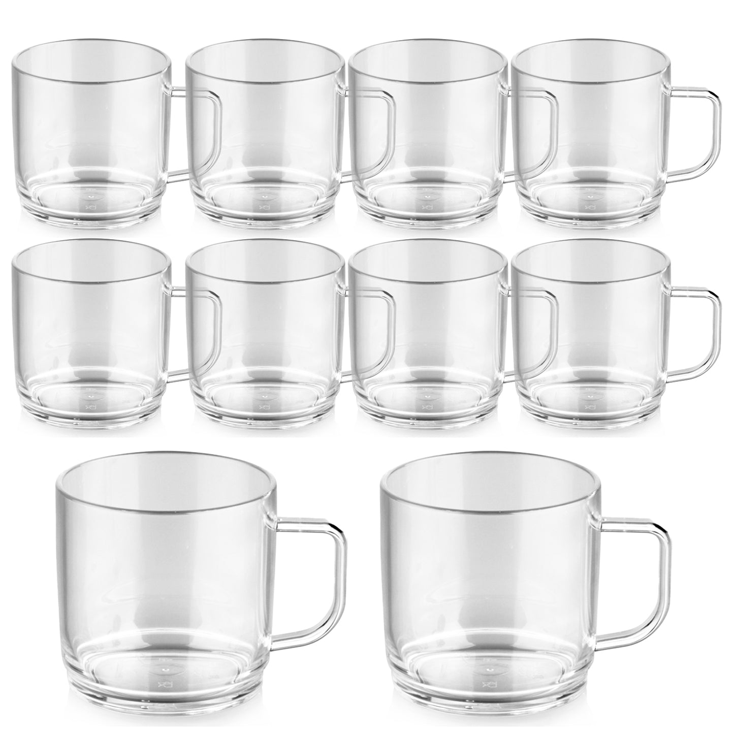 Unbreakable Polycarbonate Plastic, Set of 10, Ideal for Coffee and Tea, Fully Heat Resistant, Insulated (10 Oz, Transparent)