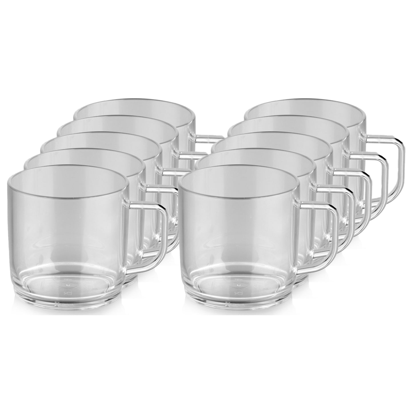 Unbreakable Polycarbonate Plastic, Set of 10, Ideal for Coffee and Tea, Fully Heat Resistant, Insulated (10 Oz, Transparent)