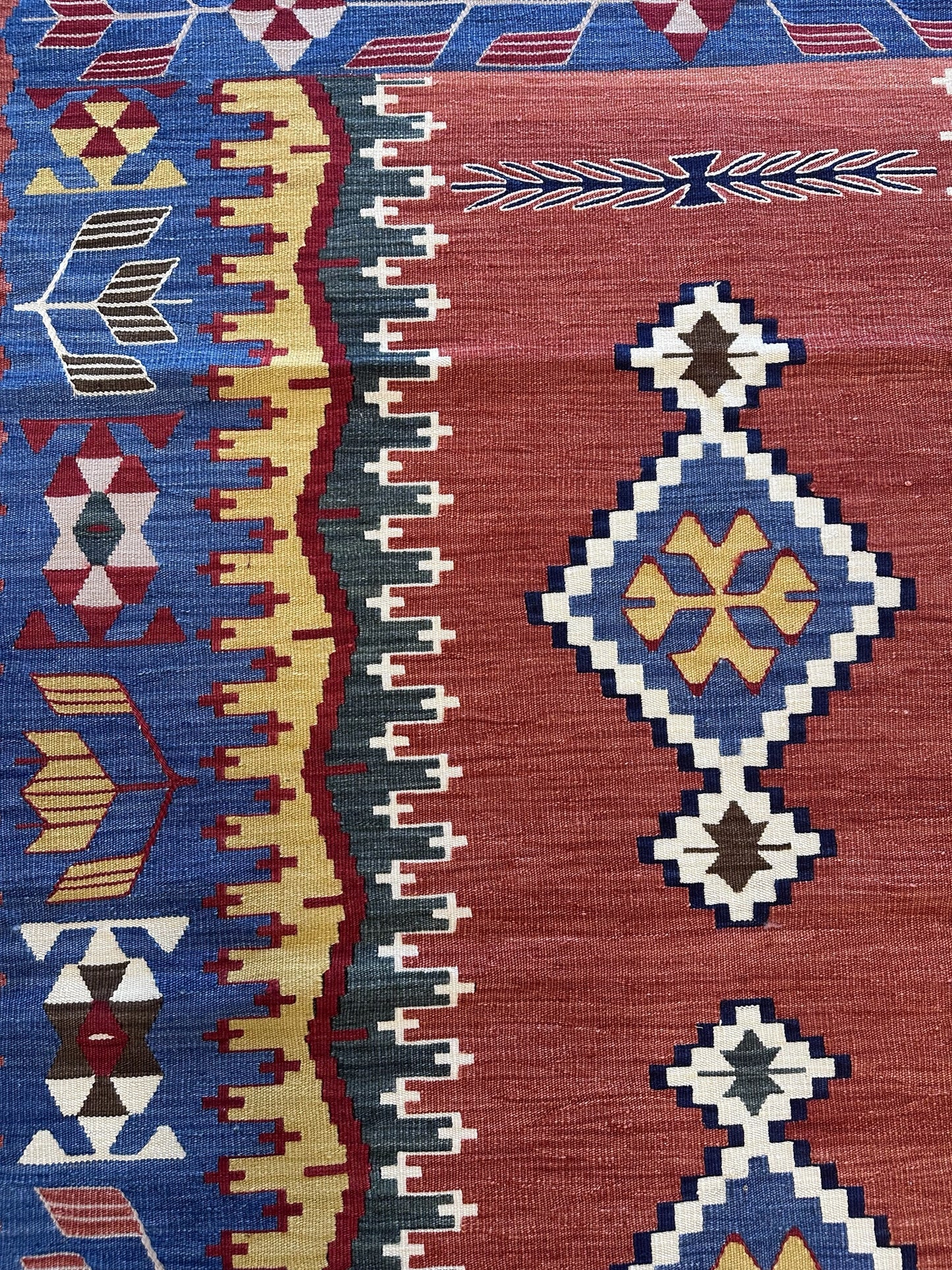 Authentic Turkish Kilim Rug – Handmade Wool Carpet, Bohemian Floor Decor