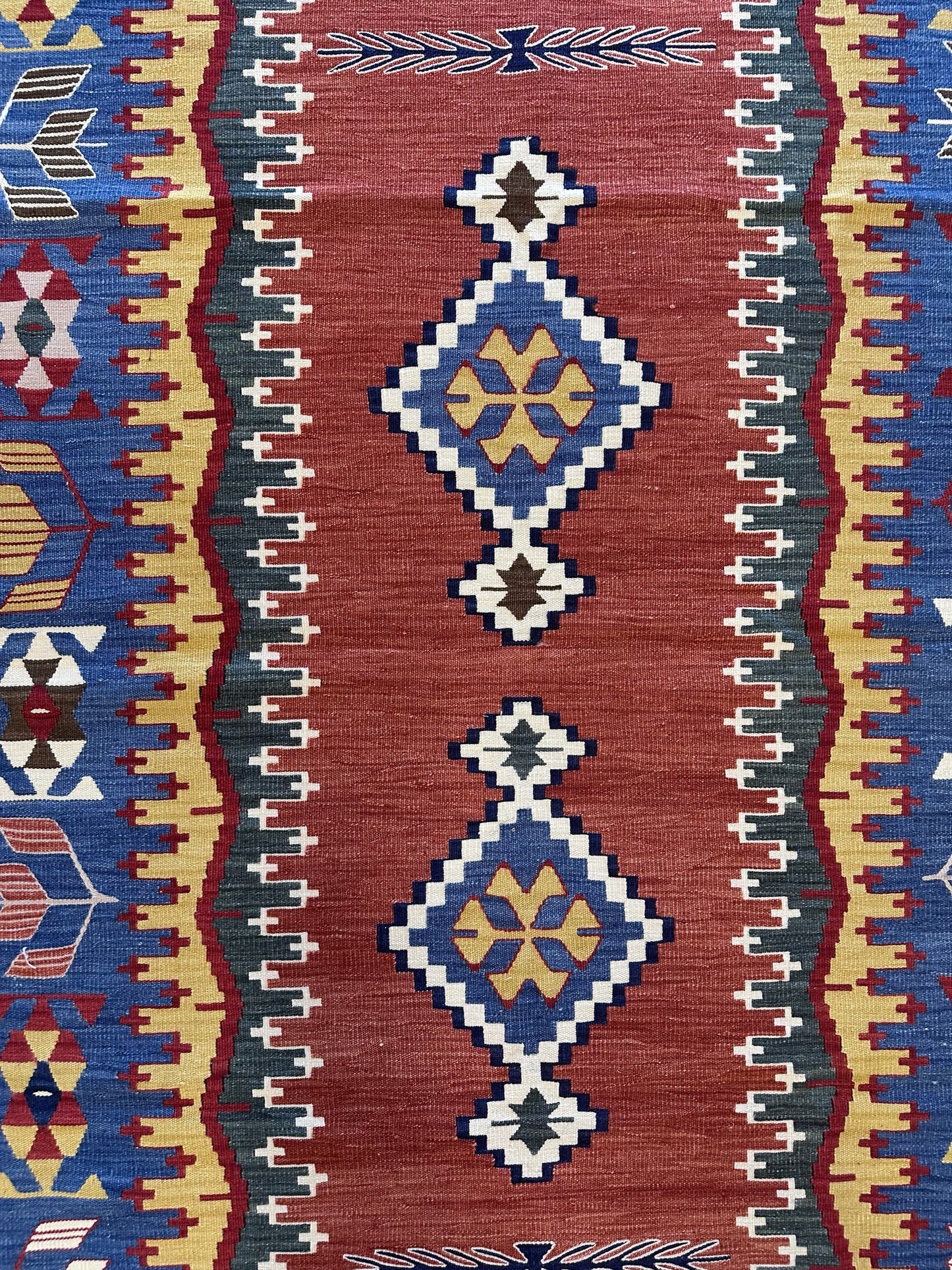 Authentic Turkish Kilim Rug – Handmade Wool Carpet, Bohemian Floor Decor