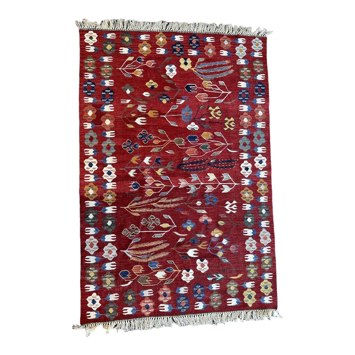 Handcrafted Turkish Usak Kilim by Artisans