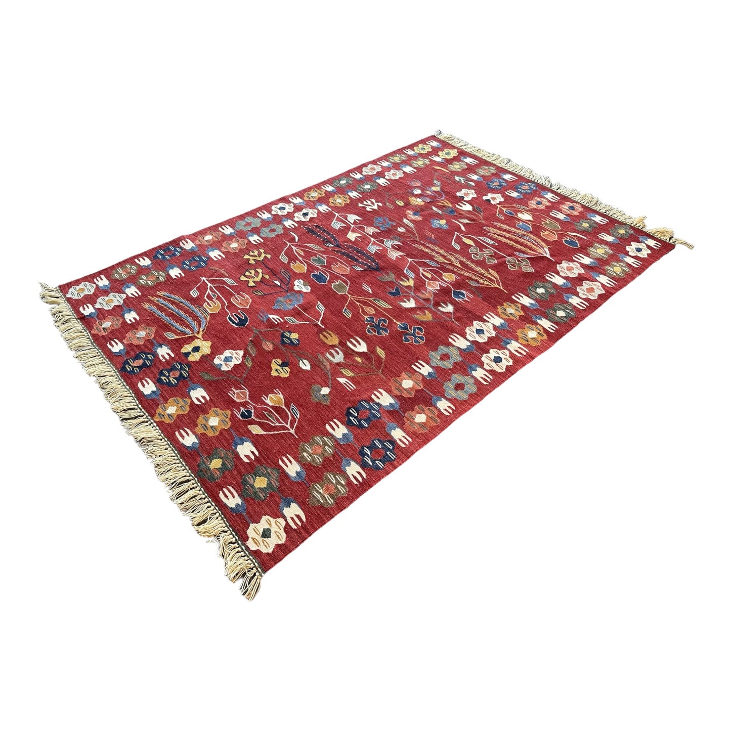 Handcrafted Turkish Usak Kilim by Artisans