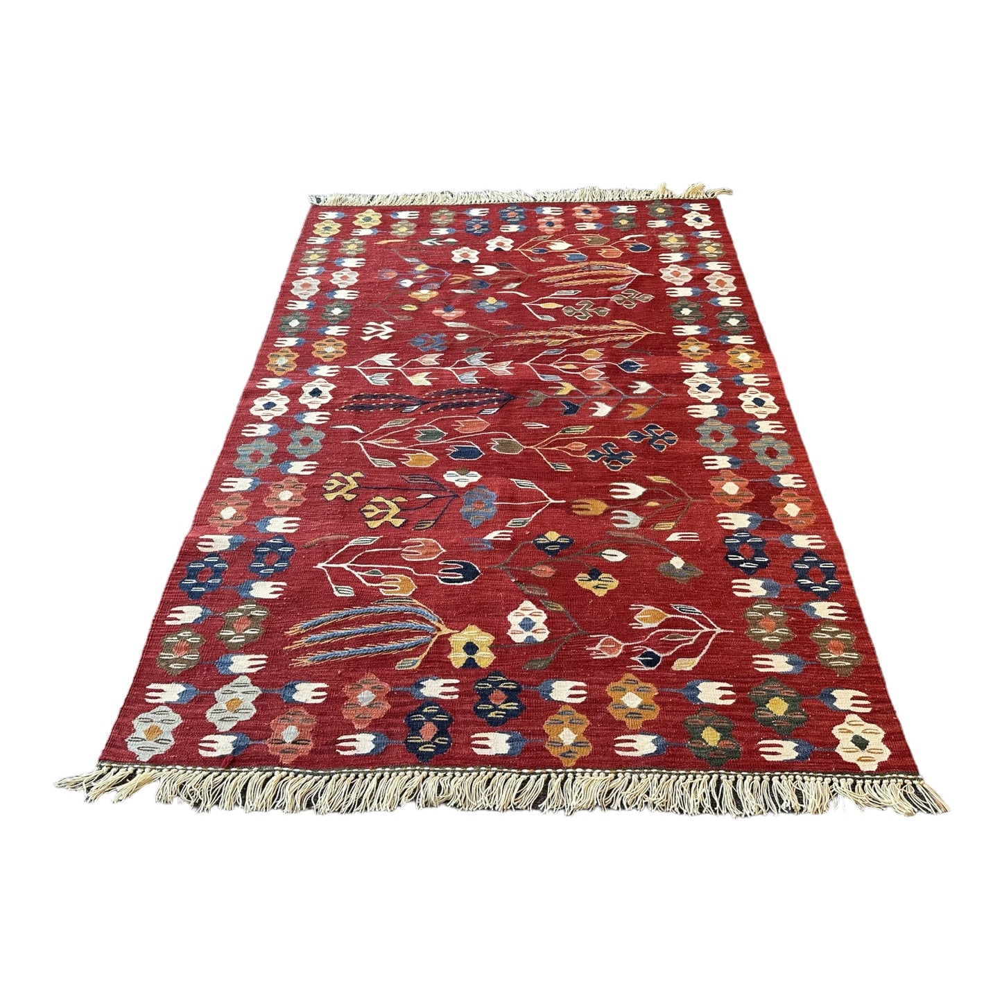 Handcrafted Turkish Usak Kilim by Artisans