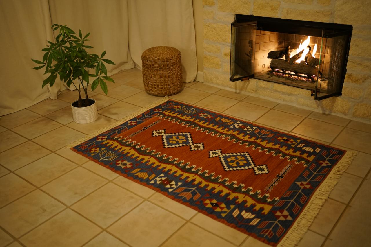 Authentic Turkish Kilim Rug – Handmade Wool Carpet, Bohemian Floor Decor