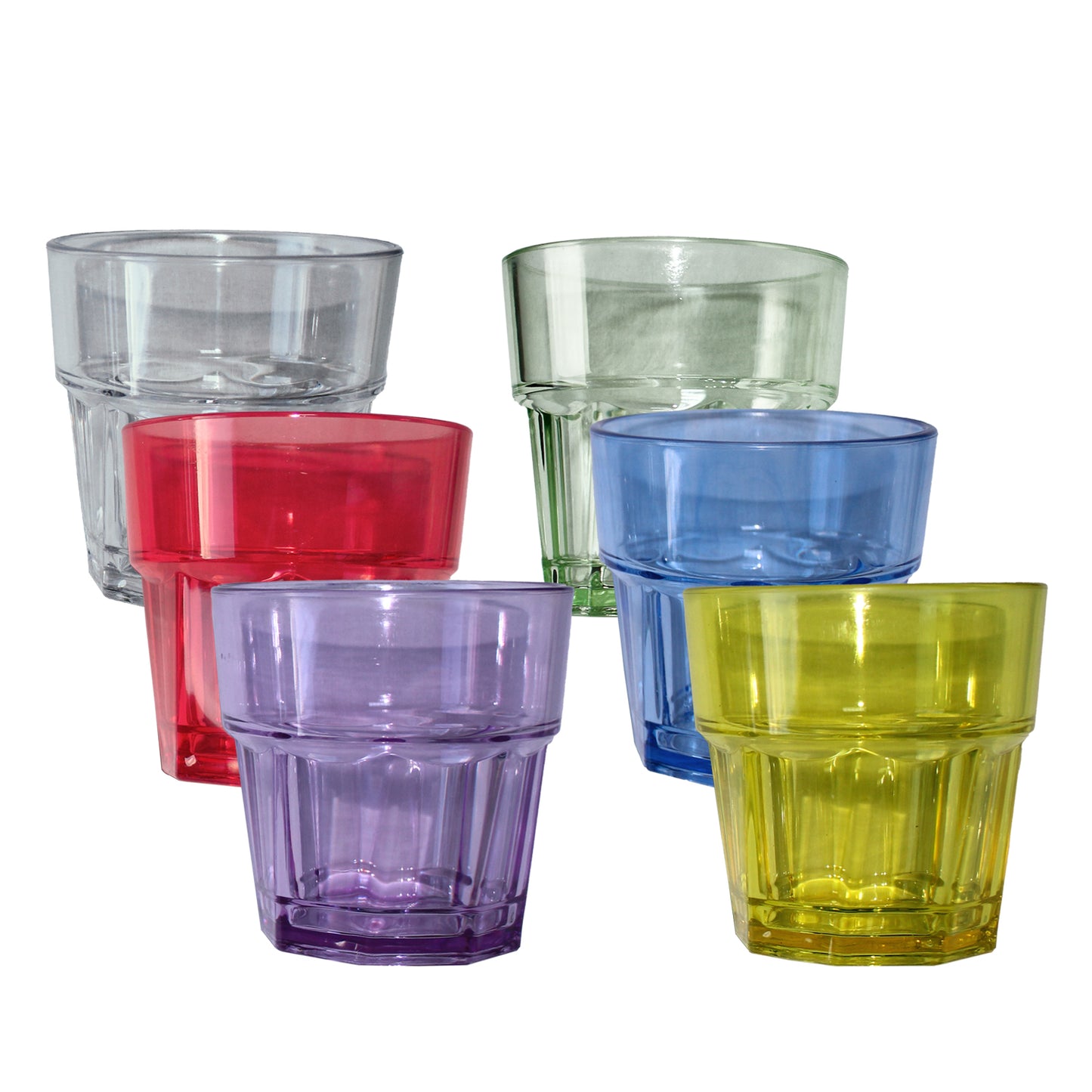 Unbreakable Premium Drinking Water Glasses 8.4 Oz Set of 6 Assorted Colors Reusable